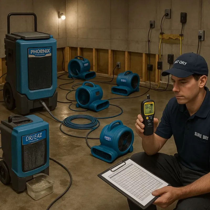 Structural Drying and Dehumidification process in Kelseyville, CA